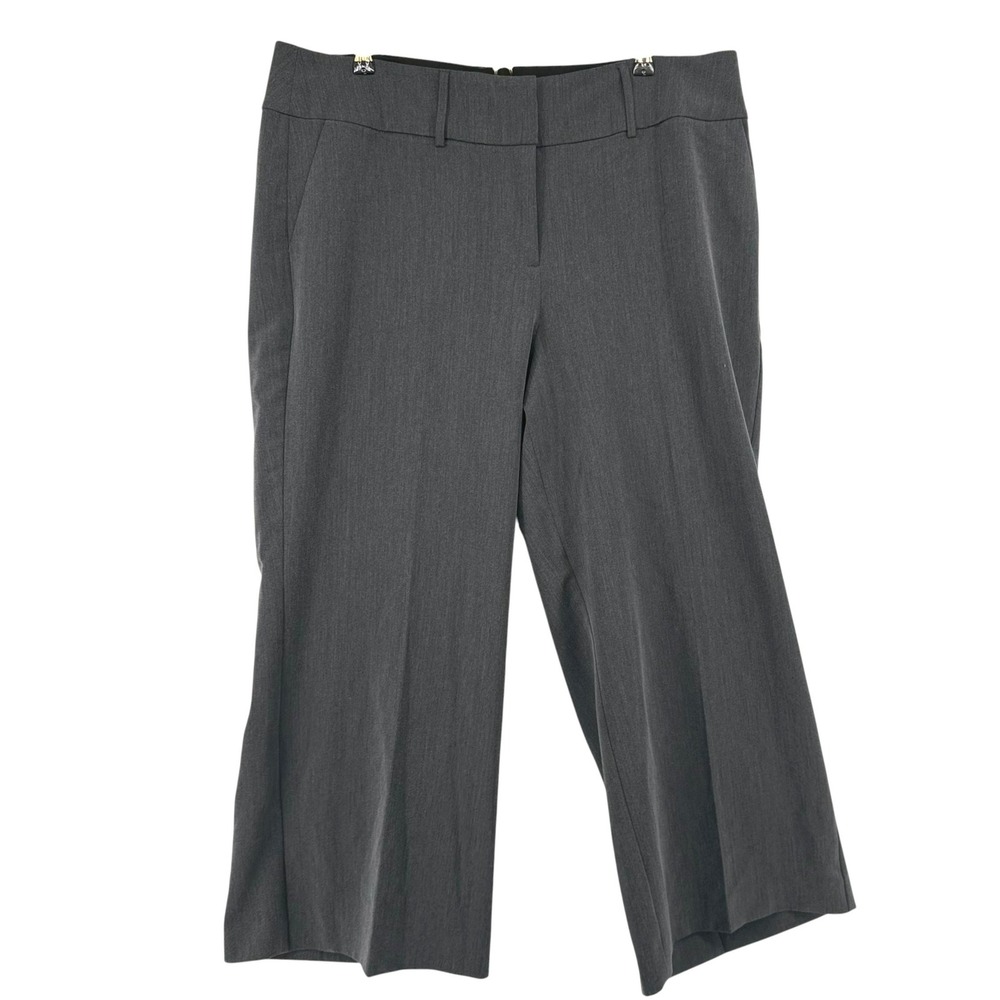 Lane Bryant Women 18S Charcoal Grey Wide Leg Cropped Trouser Dress Pants Office